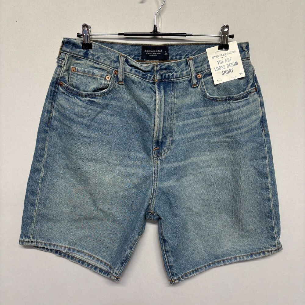 NWT Abercrombie & Fitch Men Size 34 Authentic Rigid Denim Loose Shorts D134 -2